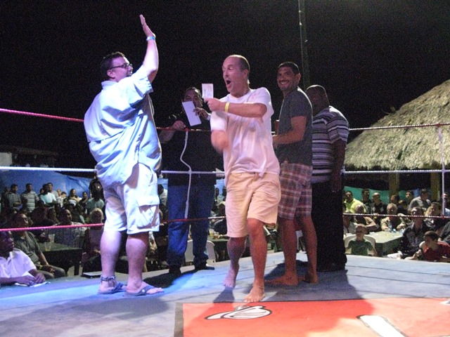 Fathers on stage to win a prize fathers day n belize