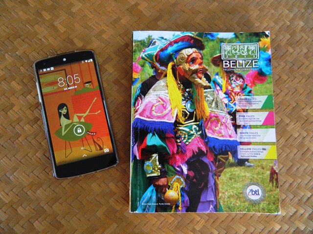 My Nexus 5 phone fits 2.5 times on the cover of our Belize phone book which is just under twice as thick as my phone belize telemedia